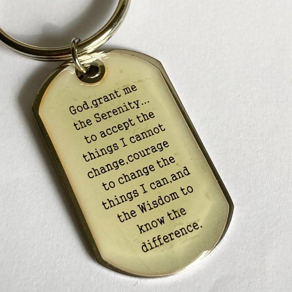 Serenity Prayer Keychain Keyring Stainless Steel Acrylic Alcoholics Anonymous AA - Picture 2 of 8
